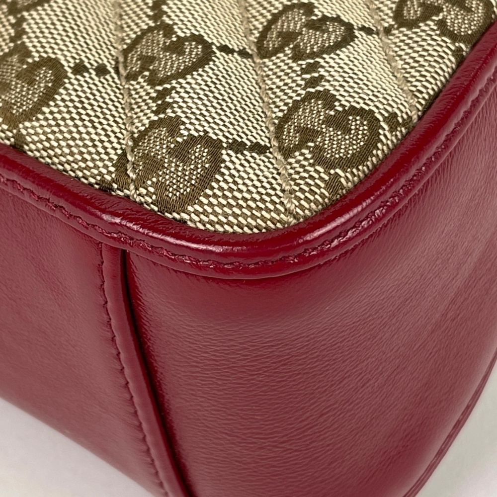 Gucci GG Marmont Handbag, 2-Way Chain Shoulder Bag, Double G Canvas, Red/Beig... - Picture 3 of 9